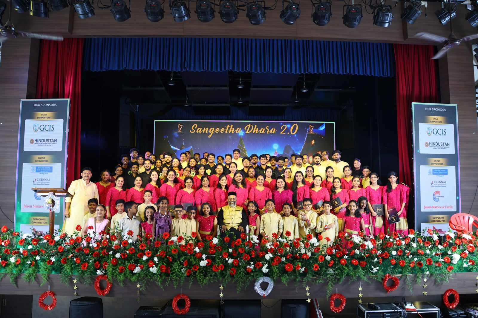 Sangeetha Dhara 2.0 — full choir and sponsors group photo, alternate pose